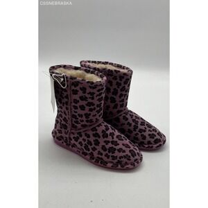 Bearpaw Purple/Pink Cheetah Wool Blend‎ Sheepskin Boots - Size 1
